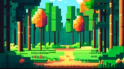 夏日森林8bit游戏暖光调色