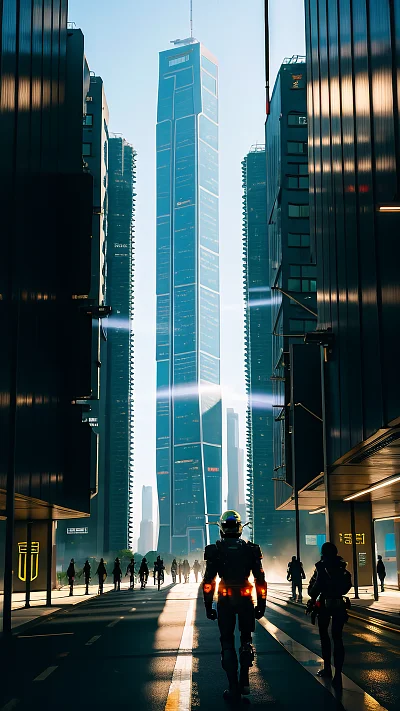 高科技都市光影穿梭