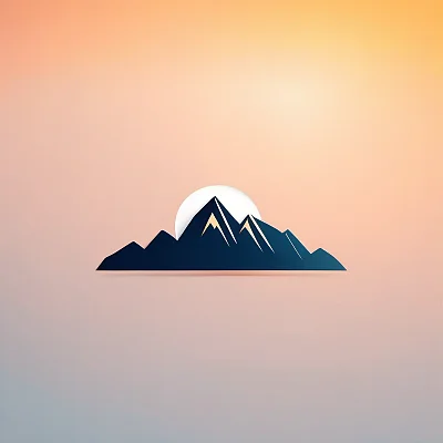 极简主义山日落标志