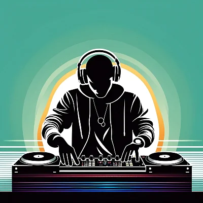 DJ舞台表演向量图片 