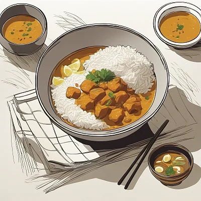 日系可爱简约插画色彩饭