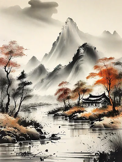 山水墨画意境图