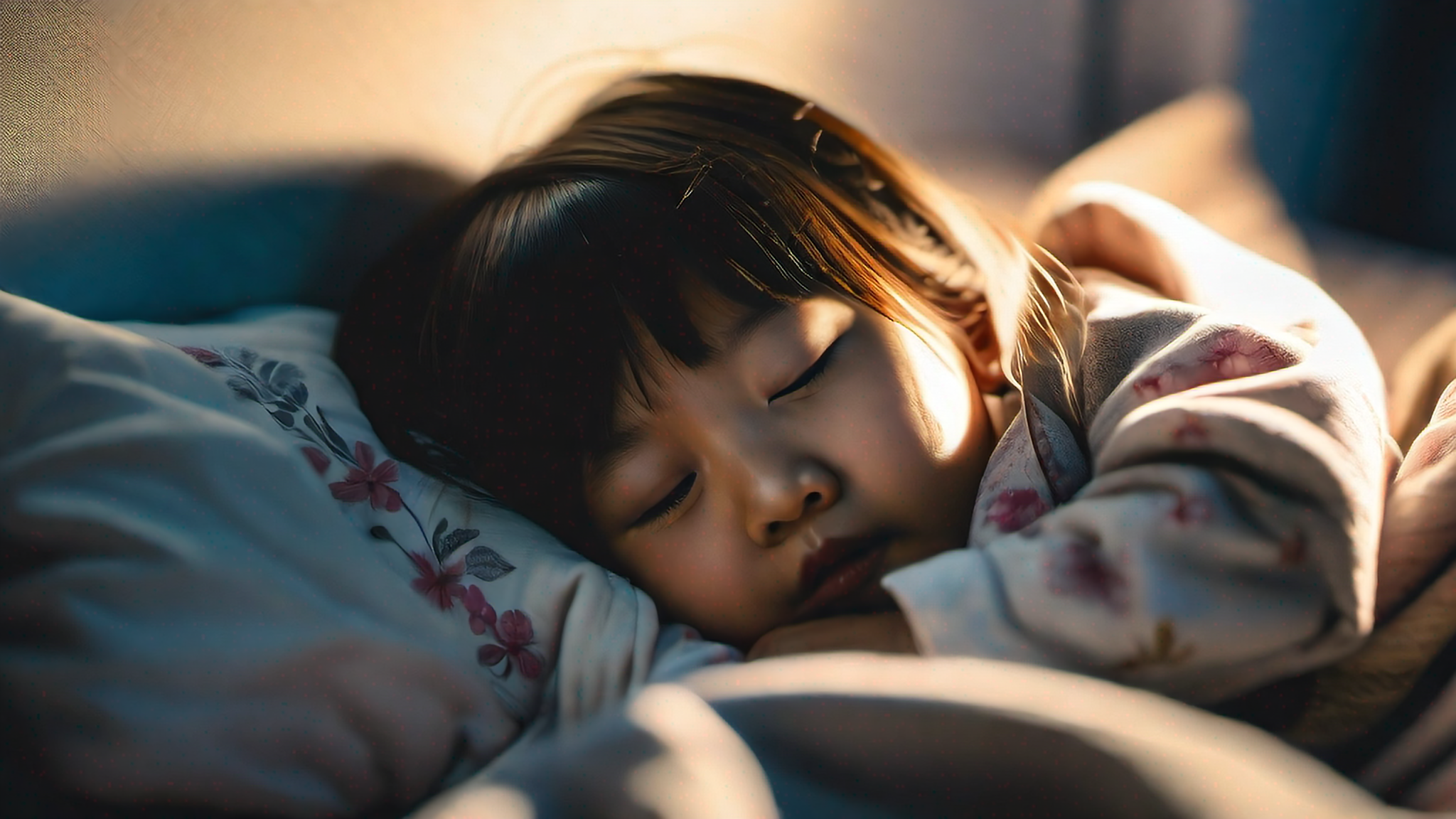 温馨母女共眠室内场景