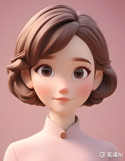 石膏质感粘土动画女孩身份证照片