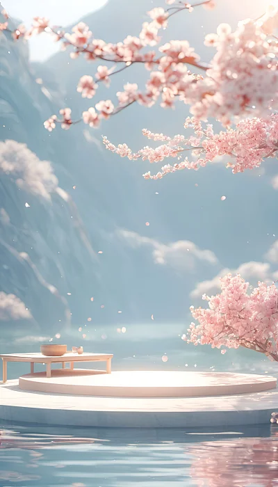 电商樱花风格展台设计