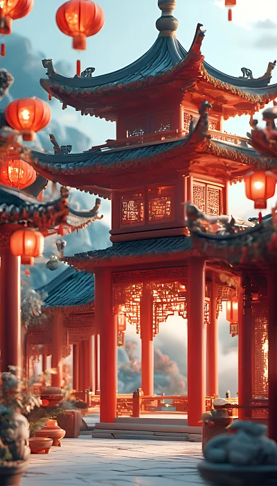 3D电商古风东方美学场景