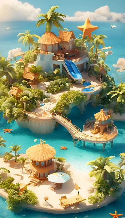 夏日海滩3D建模全景