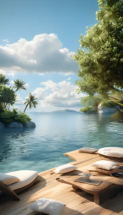 极简设计海边舞台3D场景