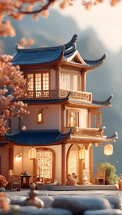 3D极简主义茶室模型设计
