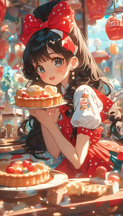 动漫女孩复古甜品店