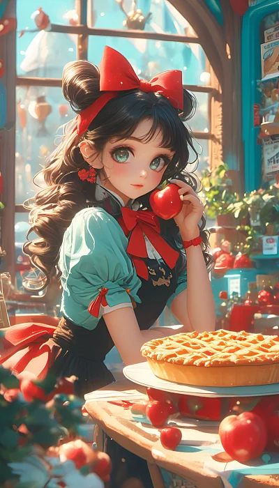 动漫女孩复古甜品店卡哇伊风格