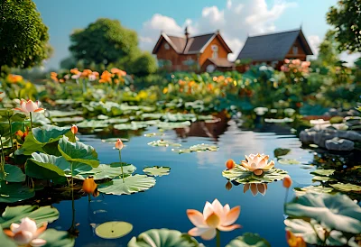 农家院生态美景全景