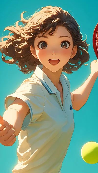 宫崎骏风格年轻女孩乒乓球动漫形象