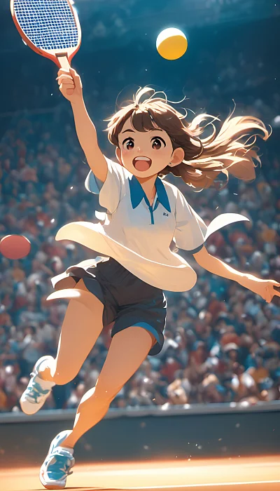 女孩乒乓运动动漫风格