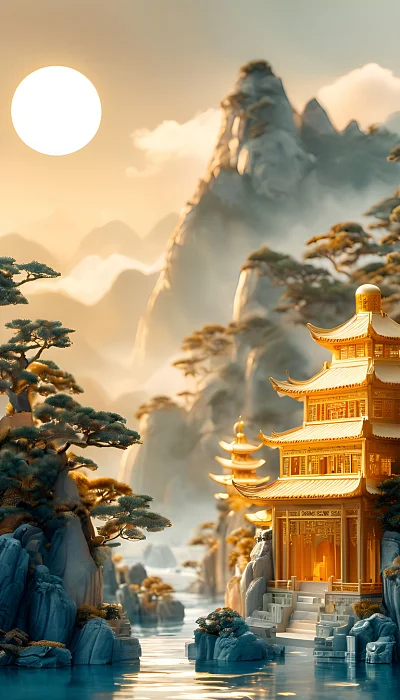 奇幻山水纸艺书封