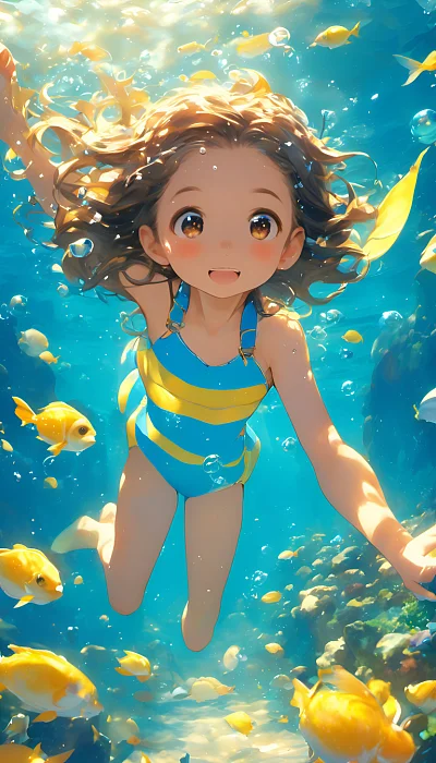 宫崎骏风格海底潜水