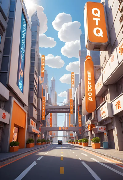 卡通Q版城市未来科技舞台