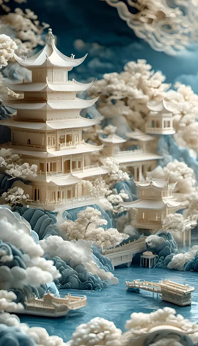 白云古建3D纸雕艺术