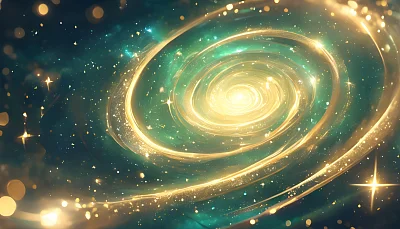 金色绿色旋转星系壁纸