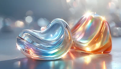极简主义玻璃有机形态3D设计