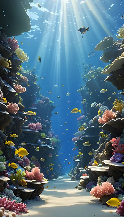 深海蓝色超写实3D鱼群艺术