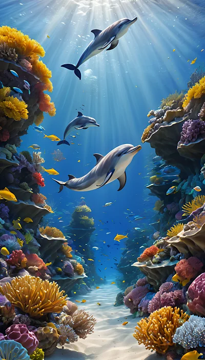 深海蓝色水下卡通潜水艺术