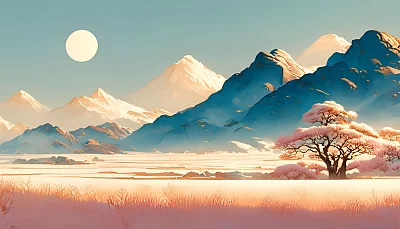 淡粉金色水彩中国风背景
