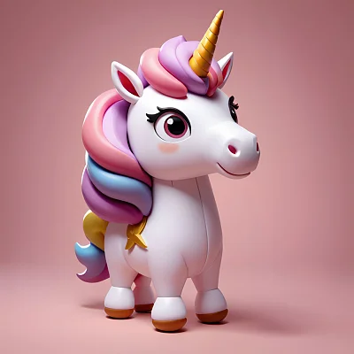 任天堂风格卡通独角兽3D图标设计