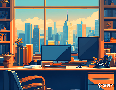 90年代风格办公室矢量插画