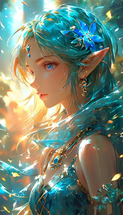 塞尔达风格动漫插图女孩