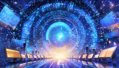 蓝色二进制代码背景高清图