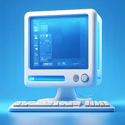 蓝色可爱风格3D游戏电脑设计