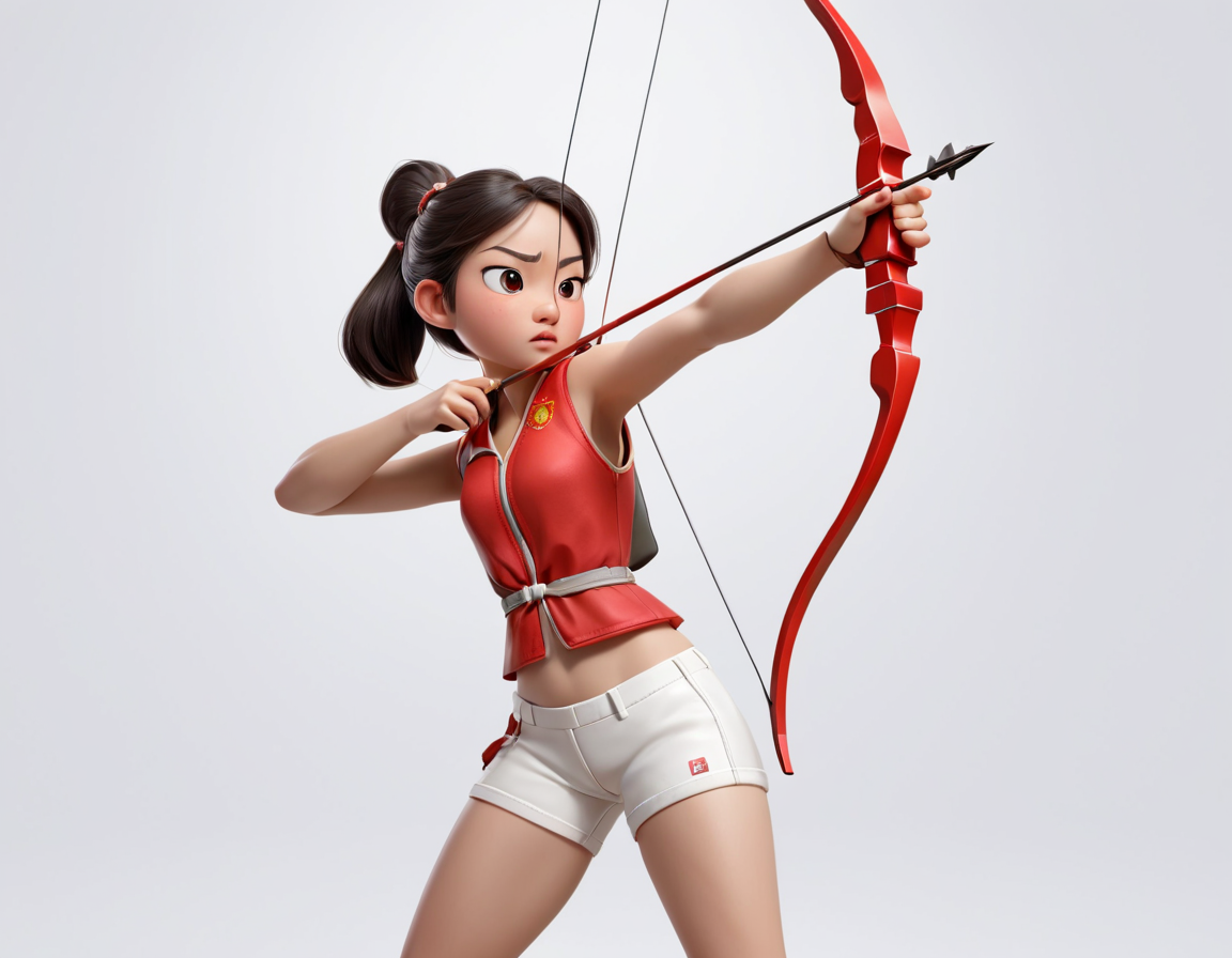 红色背心少女射箭盲盒IP