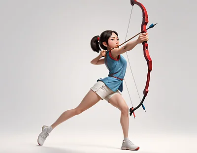 中国少女射箭盲盒模型