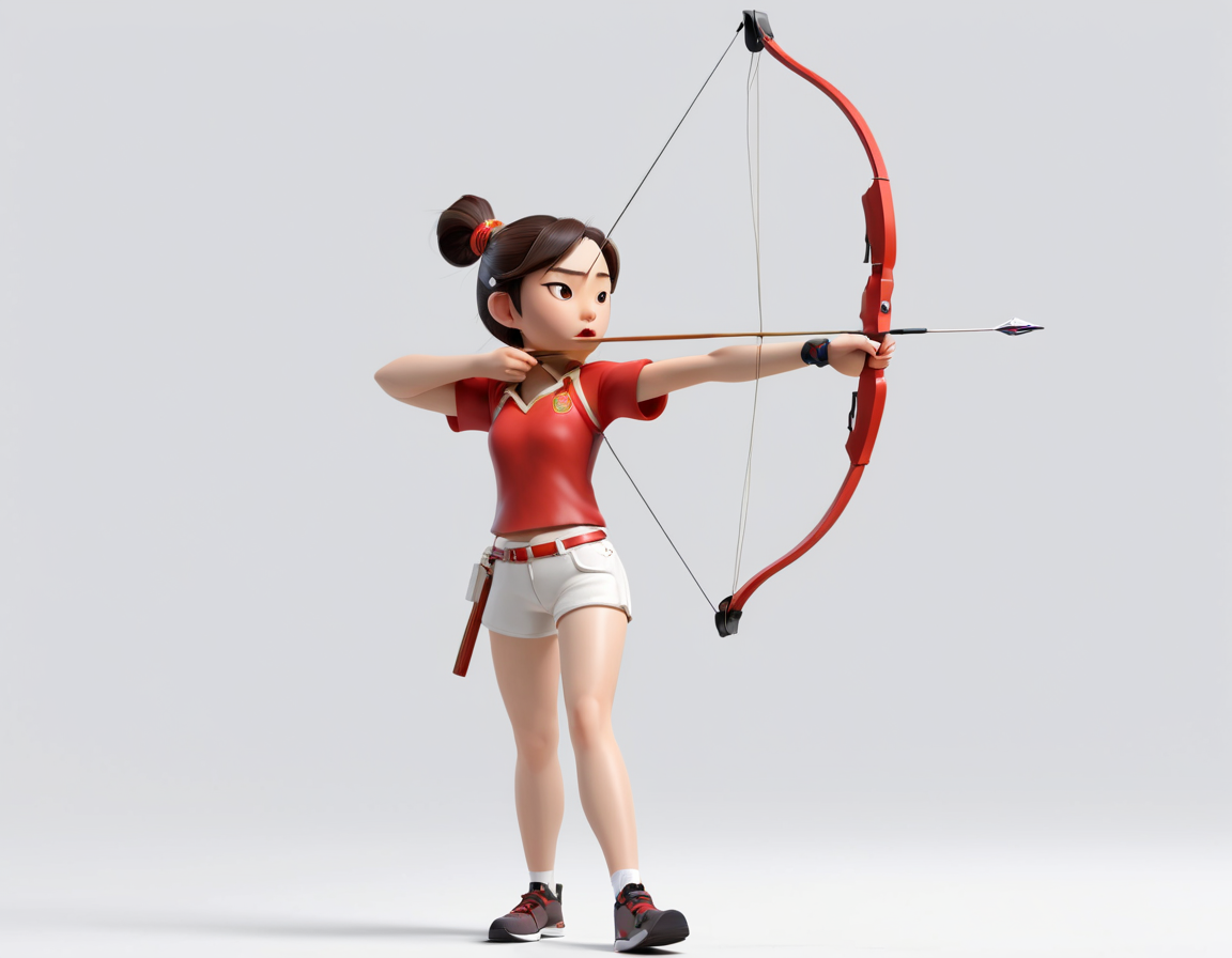 红色背心少女射箭