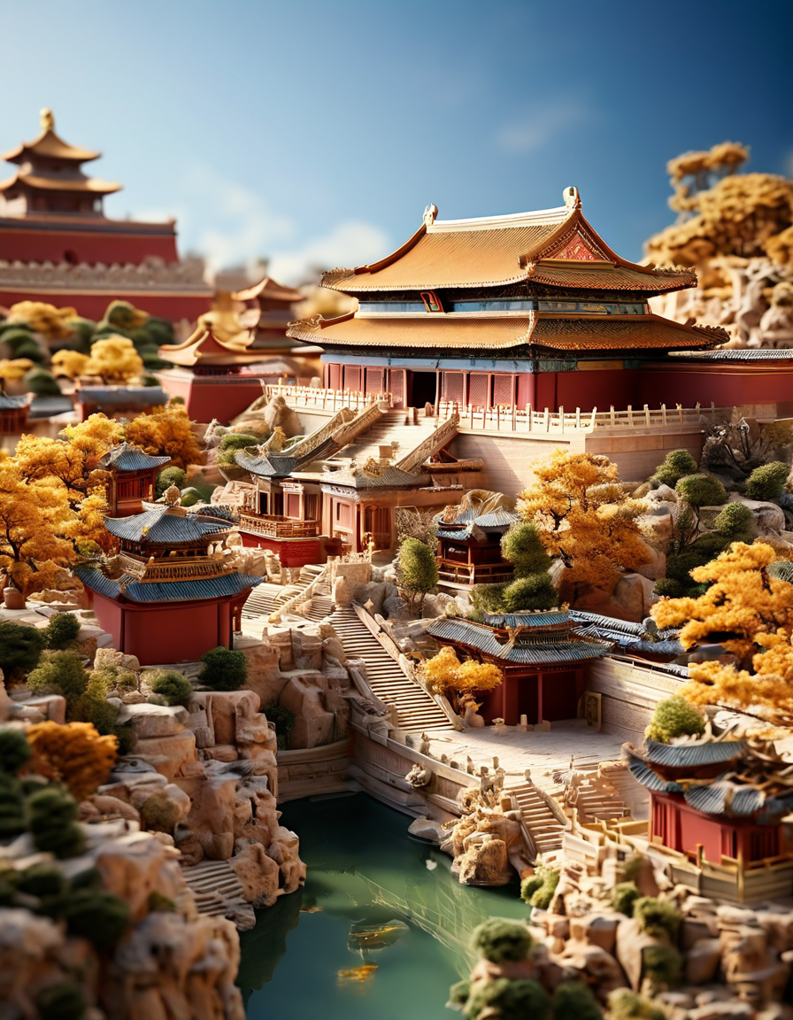 金色中国风故宫微缩景观摄影