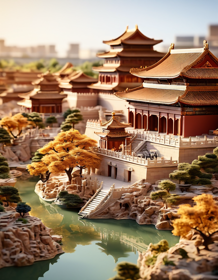 金色中国风微缩故宫景观摄影