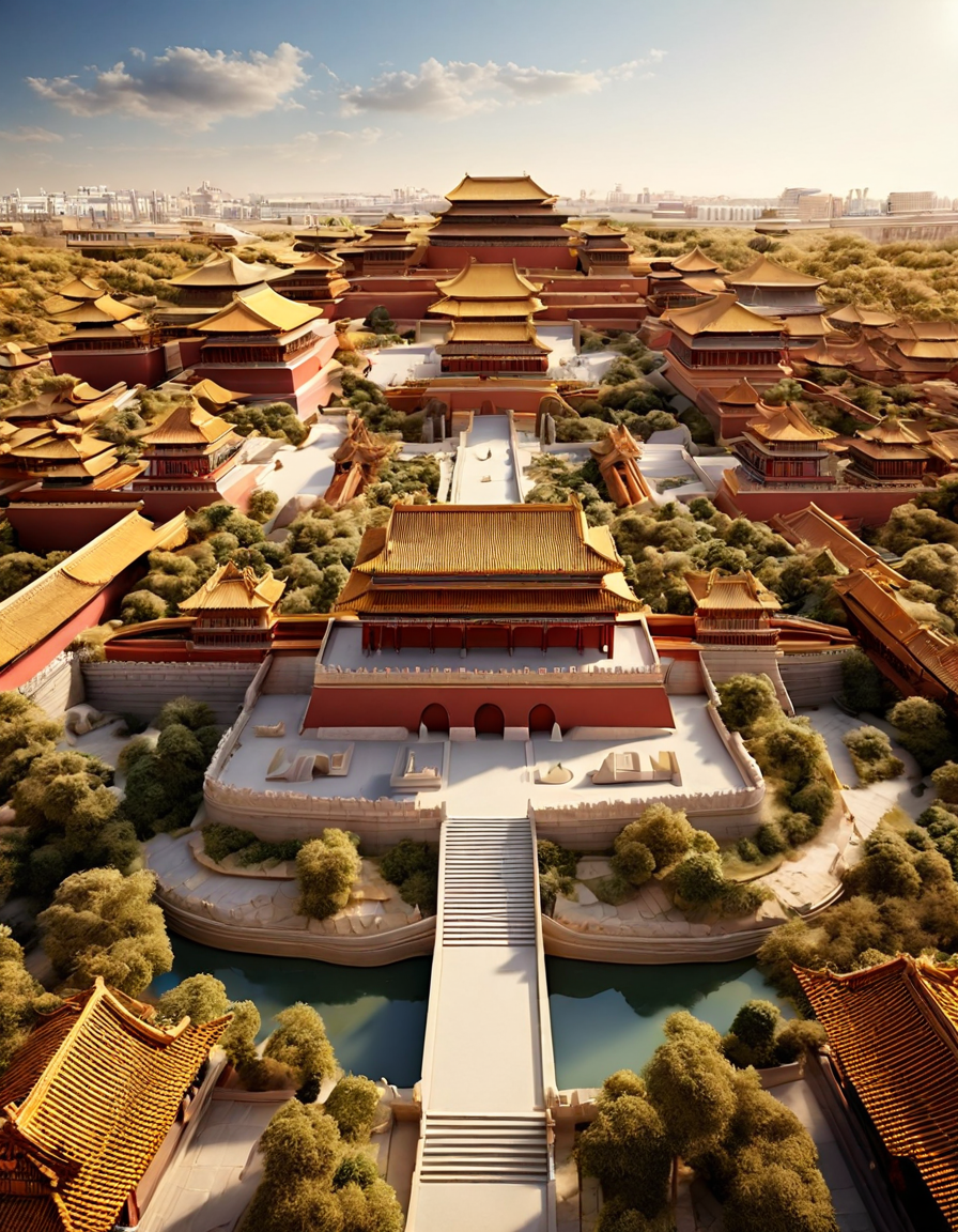 金色故宫微缩景观油画