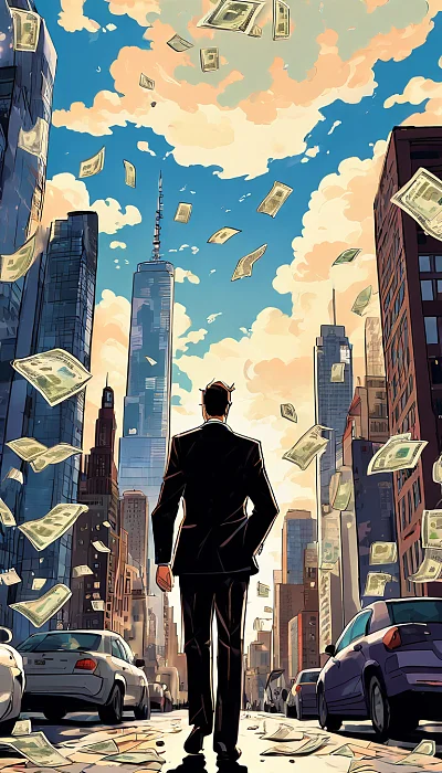 曼哈顿复古西装男街头漫画