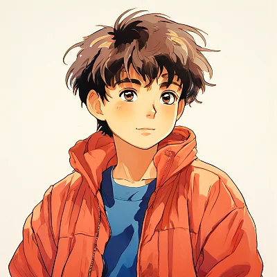90年代日本动漫风格男孩插画