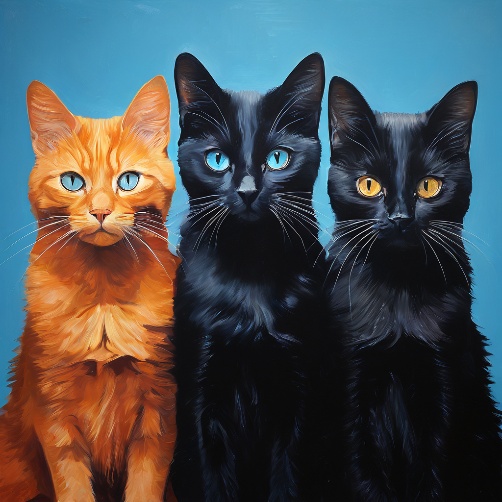 黑猫与橘猫的对比照片