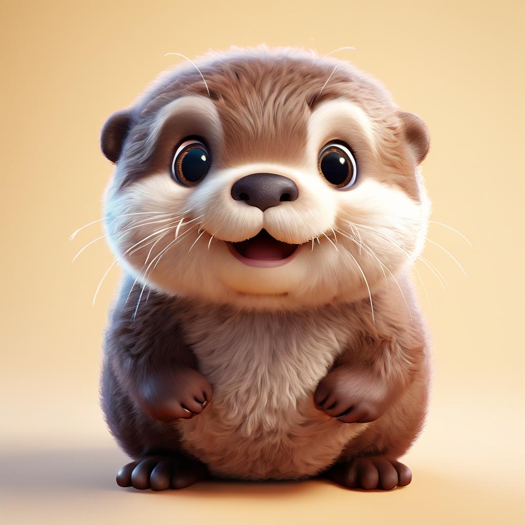 可爱胖水獭3D渲染图