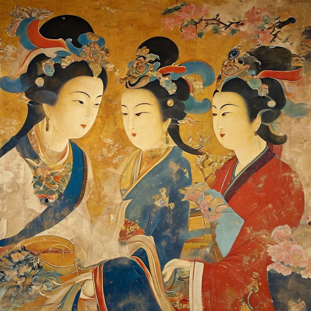唐代敦煌飞天壁画高清细节