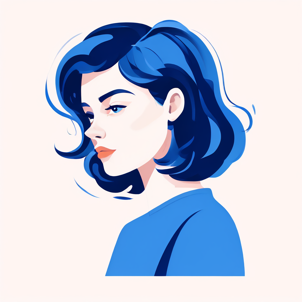 迷人极简孟菲斯女孩肖像插画
