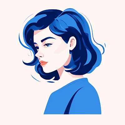 迷人极简孟菲斯女孩肖像插画