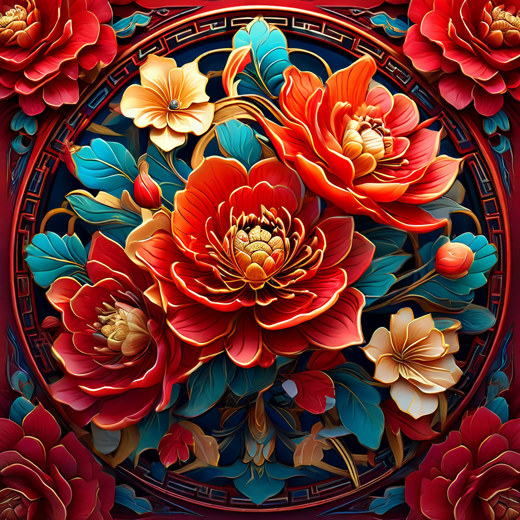 唐代复古金色花卉图案