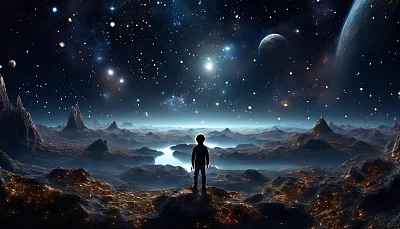 梦幻星空下的孤独行星