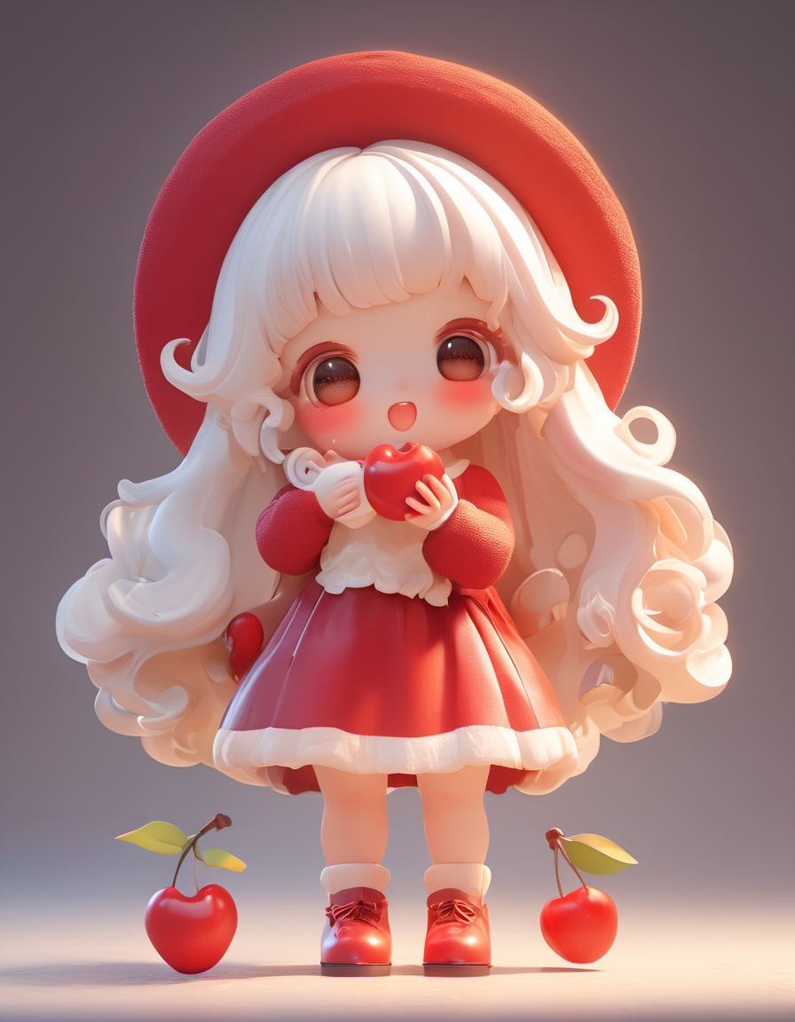 樱桃色3D立体可爱小女孩