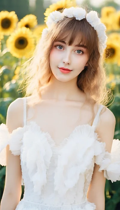 精致黑发少女草地微笑广告摄影