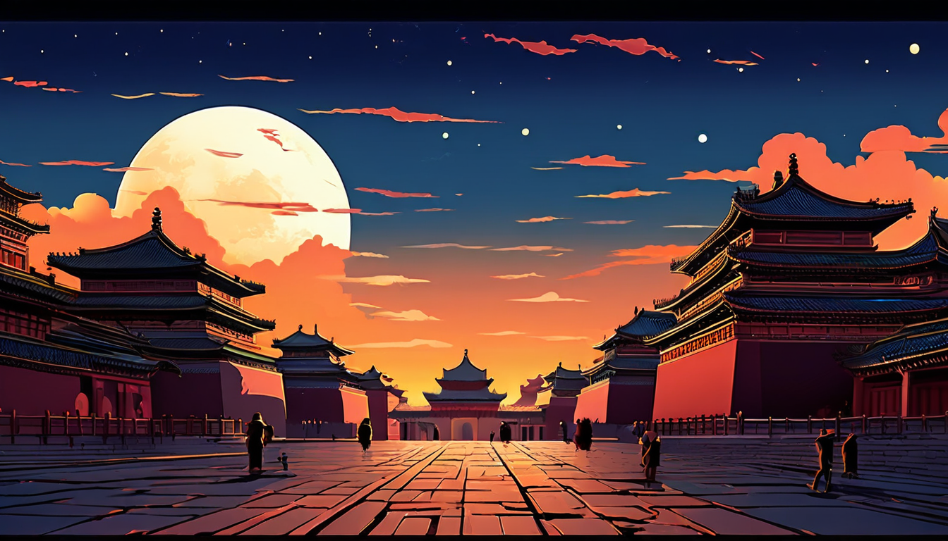 紫禁城极简主义金色绘画